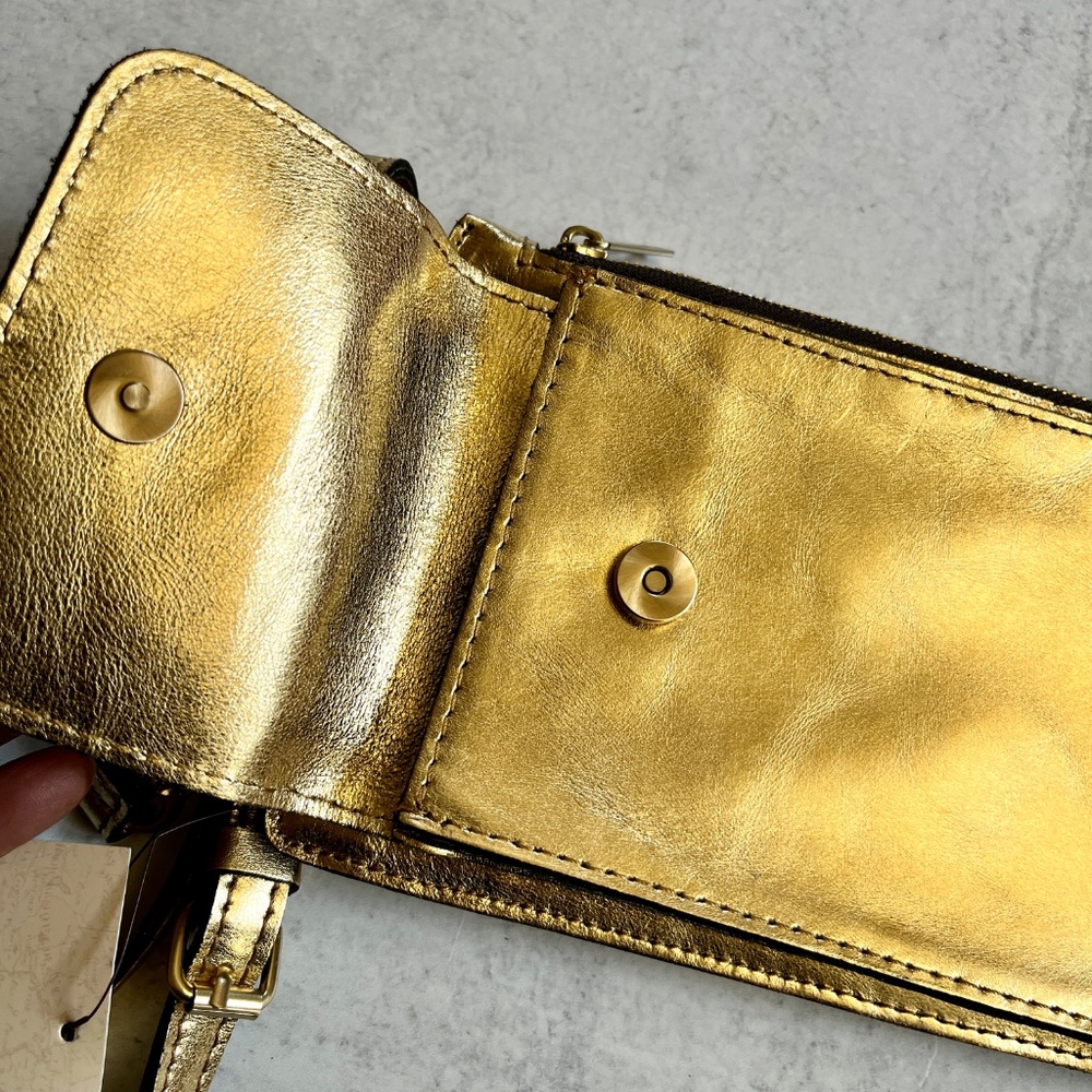 Patricia Nash Chiavella Phone Crossbody Leather Bag in Greek Gold RFID Security - Picture 6 of 12